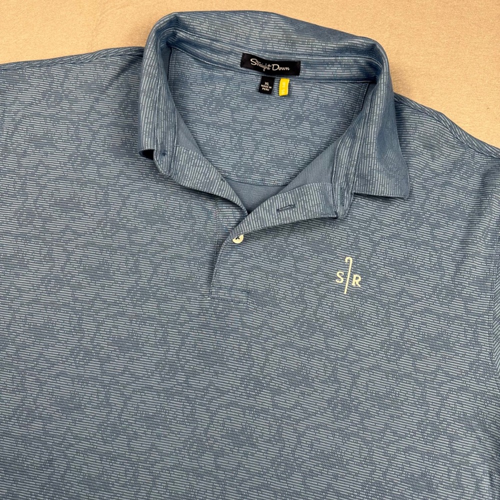 Straight Down Sheep Ranch Bandon Dunes Mens XL Blue Golf Polo Shirt Pima Cotton